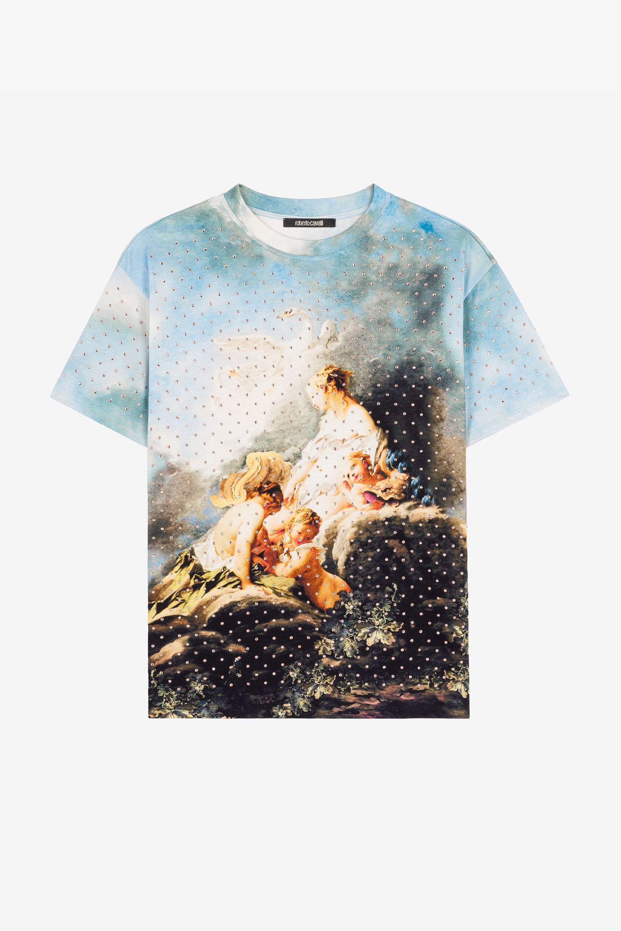 RC Crystal Hotfix T-Shirt mit Malerei-Print RC Crystal Hotfix T-Shirt mit Malerei-Print Hellblau RYT601-3PG38