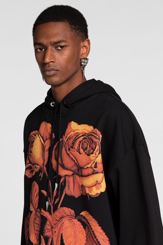 RC Rose-Print Cotton Hoodie RC Rose-Print Cotton Hoodie Black PNT69Q-CF050