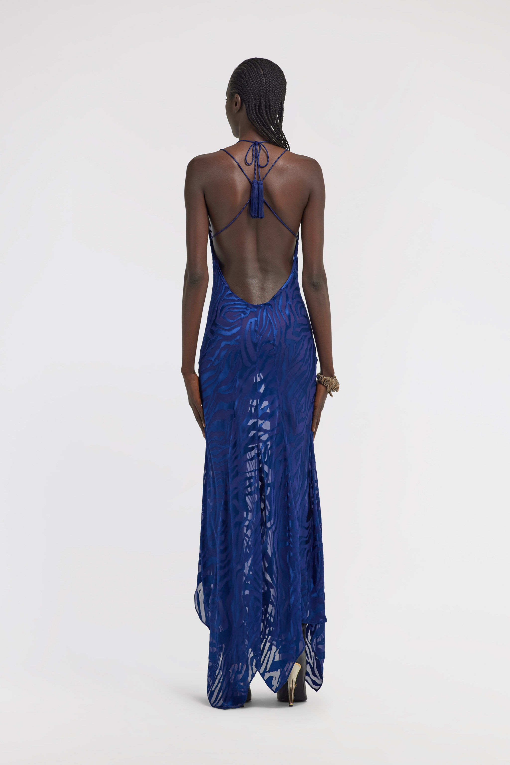 Roberto Cavalli 伊製シルク100%スリップドレスXS Zebra Print Slip Dress in Blue for Women | Roberto Cavalli®