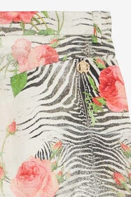 JU Shorts With White Tigress And Rose Print MULTICOLOR ZEBRA ROS UJT26B-6DO47