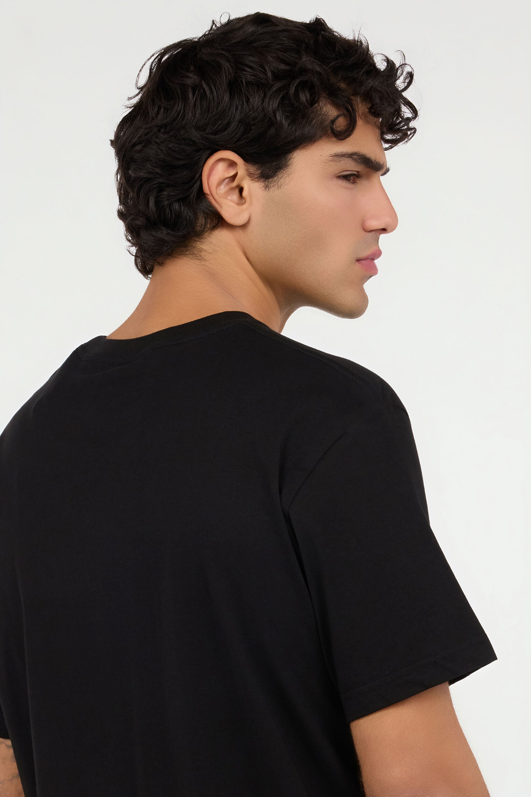 JC Black Cotton T-Shirt with JC Monogram JC Black Cotton T-Shirt with JC Monogram BLACK VFT062-VF106
