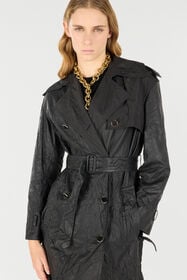 RC Trench Long Effet Ondulé Noir UKP505-PN082