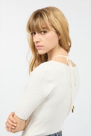 JC Crop Top Maniche A Tre Quarti Bianco UFM017-UF162