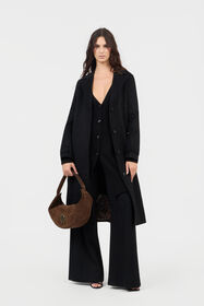 RC Black Coat With Leopard Print Lining BLACK TOT50A-GA012