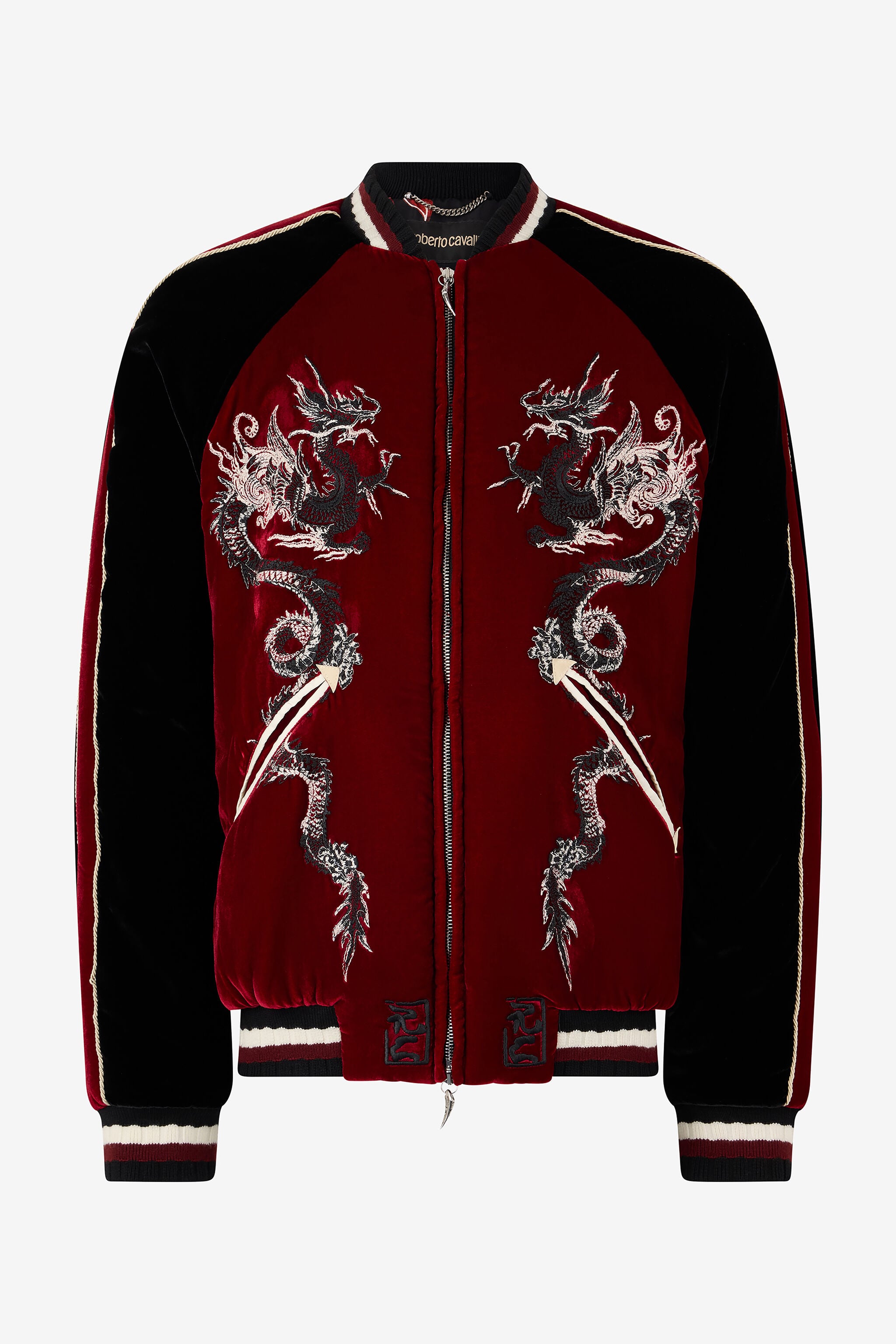 Bomber Jacket With Dragons in Purple for Men | Roberto Cavalli®