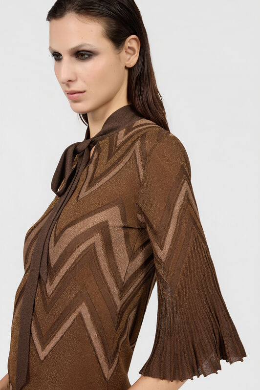 RC Chevron Pattern Knit Top BROWN/PINK XQM606-MO007