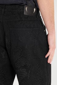 RC Pantalon À Imprimé Python Noir URJ210-4NN53