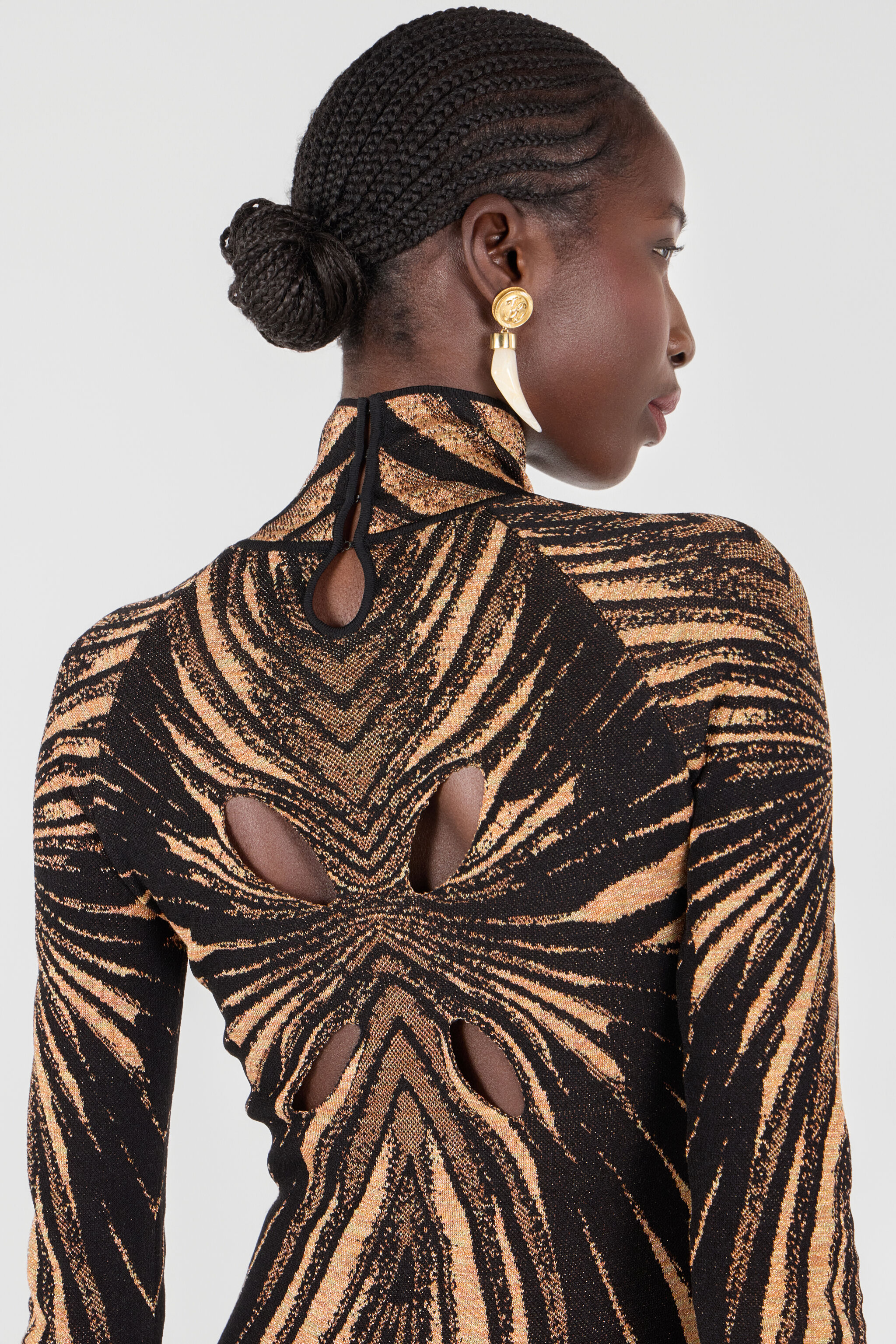 RC Ray of Gold print knit dress Gold RWM102-MI150