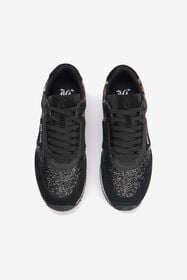 JC Schwarze Sneaker mit Jaguar Skin-Einsatz und Glitzer BLACK VFS088-VF616