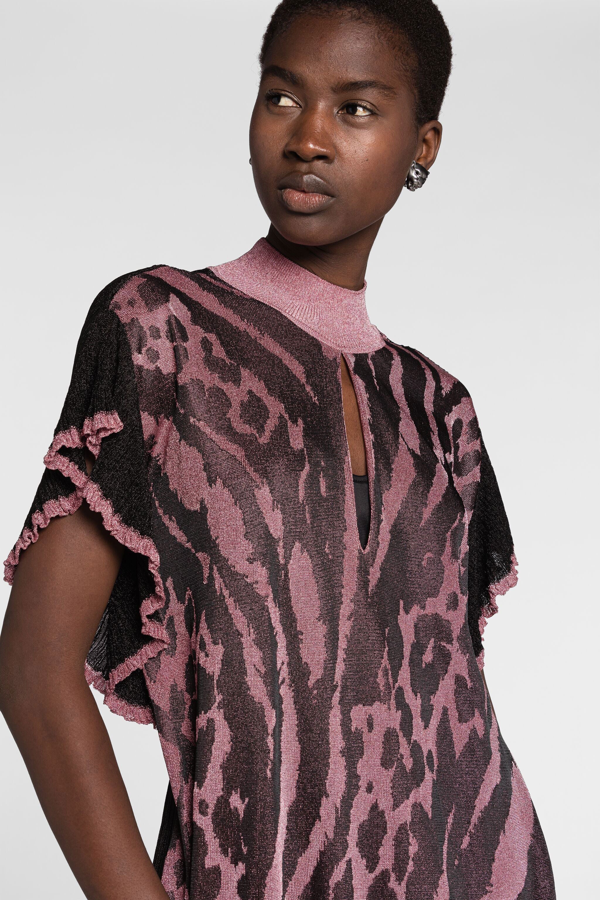 RC Jaguar And Tiger-Jacquard Knit Maxi Dress RC Jaguar And Tiger-Jacquard Knit Maxi Dress ROSA/NERO OKM100-MI030