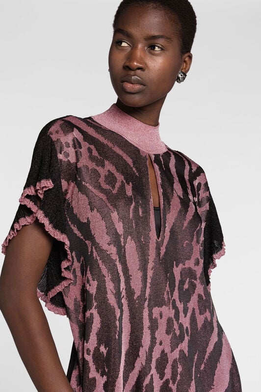 RC Jaguar And Tiger-Jacquard Knit Maxi Dress RC Jaguar And Tiger-Jacquard Knit Maxi Dress ROSA/NERO OKM100-MI030