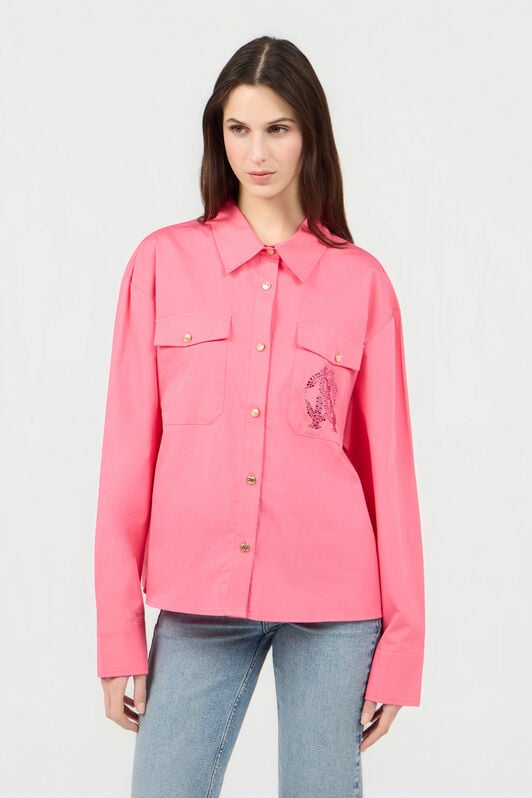RC Camicia Rosa con Logo Gioiello di Strass IBISCUS SOT70Z-FA001