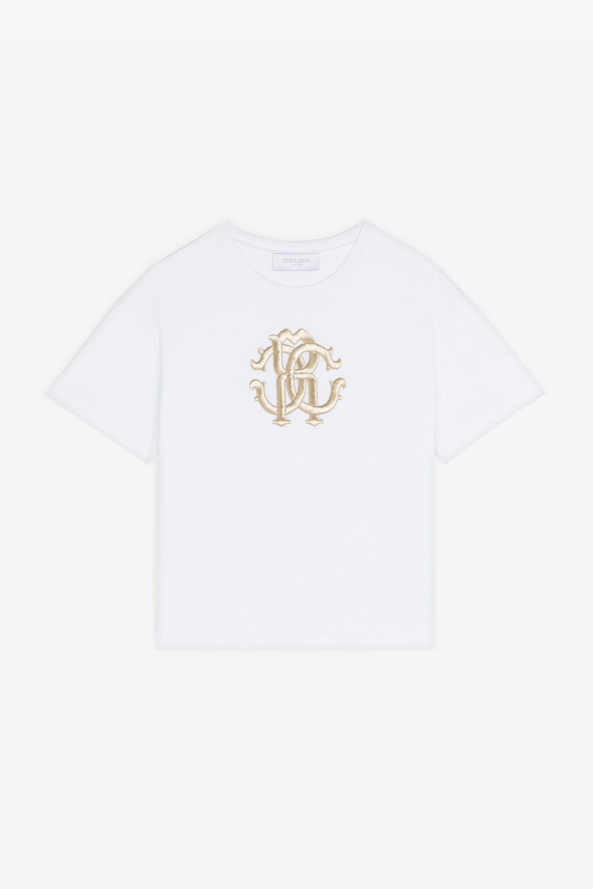 JU T-shirt en coton à broderie RC Monogram JU T-shirt en coton à broderie RC Monogram Blanc RJT635-JD001