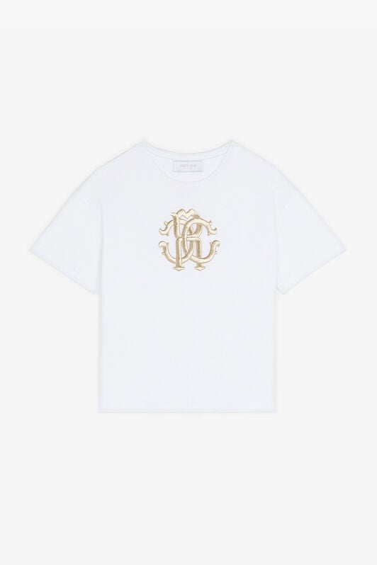 JU T-shirt en coton à broderie RC Monogram JU T-shirt en coton à broderie RC Monogram Blanc RJT635-JD001