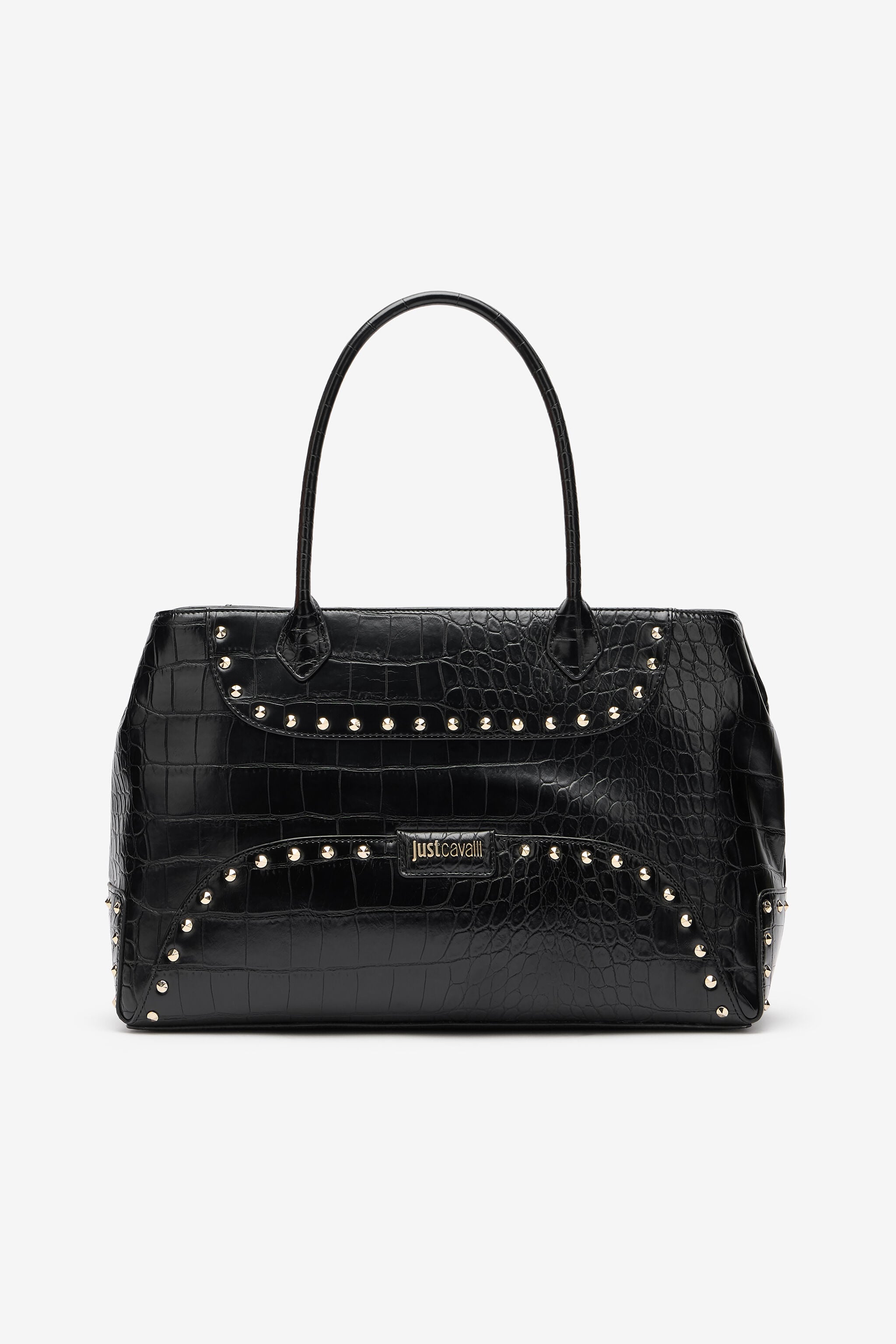 JC Just Cavalli Studded Croc Print Tote Bag JC Just Cavalli Studded Croc Print Tote Bag BLACK VFB079-VF711