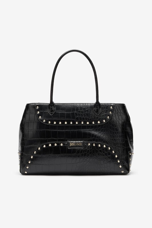 JC Just Cavalli Studded Croc Print Tote Bag JC Just Cavalli Studded Croc Print Tote Bag BLACK VFB079-VF711
