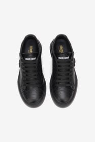 RC Schwarzer Sneaker In Schlangenlederoptik Mit Monogram RC BLACK SOS00E-PZ004