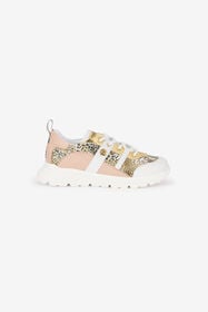 RC Sneakers Bianche e Leopardate Con Logo NUDE/JAGUAR QOS01G-PZO13