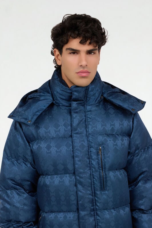 RC Blue Down Jacket with RC Monogram All Over RC Blue Down Jacket with RC Monogram All Over BLUE ROT80E-DJ005