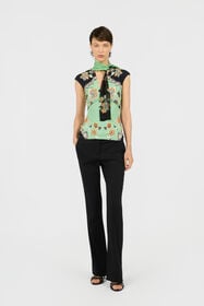 RC Top in Kimono Print GREEN/BLACK XQT605-LNT25
