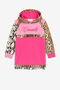 JU Patchwork-Print Logo-Embroidered Dress JU Patchwork-Print Logo-Embroidered Dress Fuchsia PJT110-5OE40