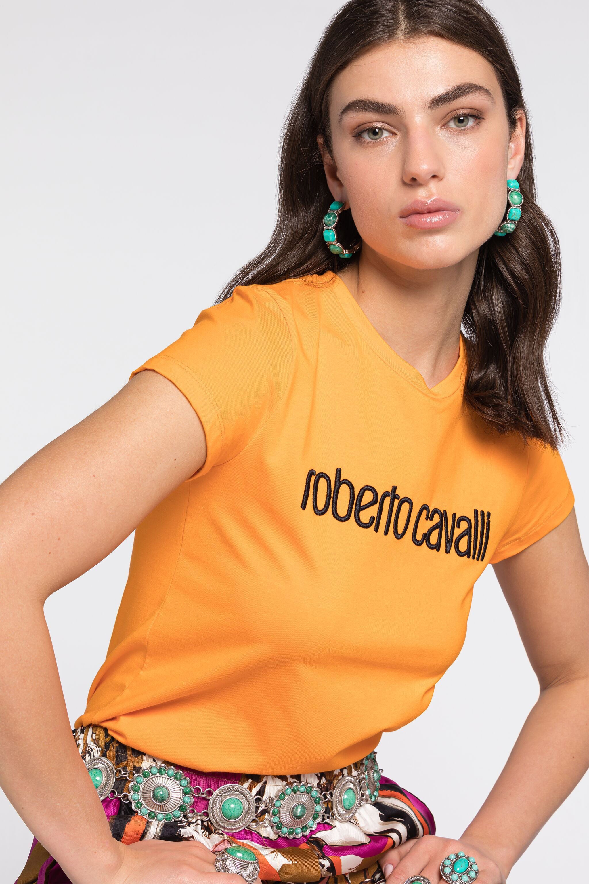 RC T-shirt à logo brodé Orange RKT60B-JD061