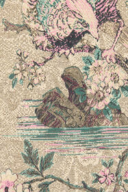 RC Minirobe À Imprimé Oriental Bird Ivoire/Rose VKT136-DJ084