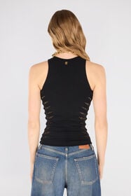 RC Vest Top With Openwork Zebra Pattern Black UKT613-MA001