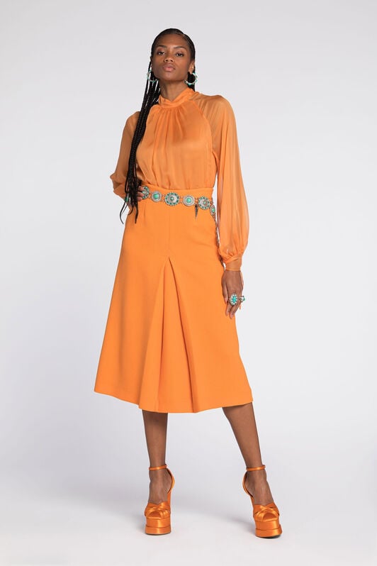 RC Flared wool skirt with fang pendant RC Flared wool skirt with fang pendant Orange RKT307-WR013