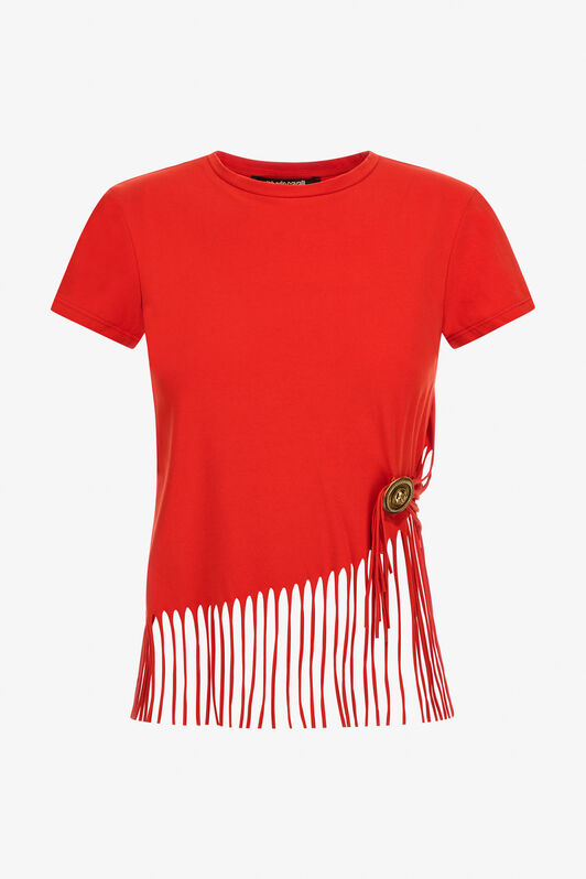 RC T-shirt with fringing Red TKT60D-JD061