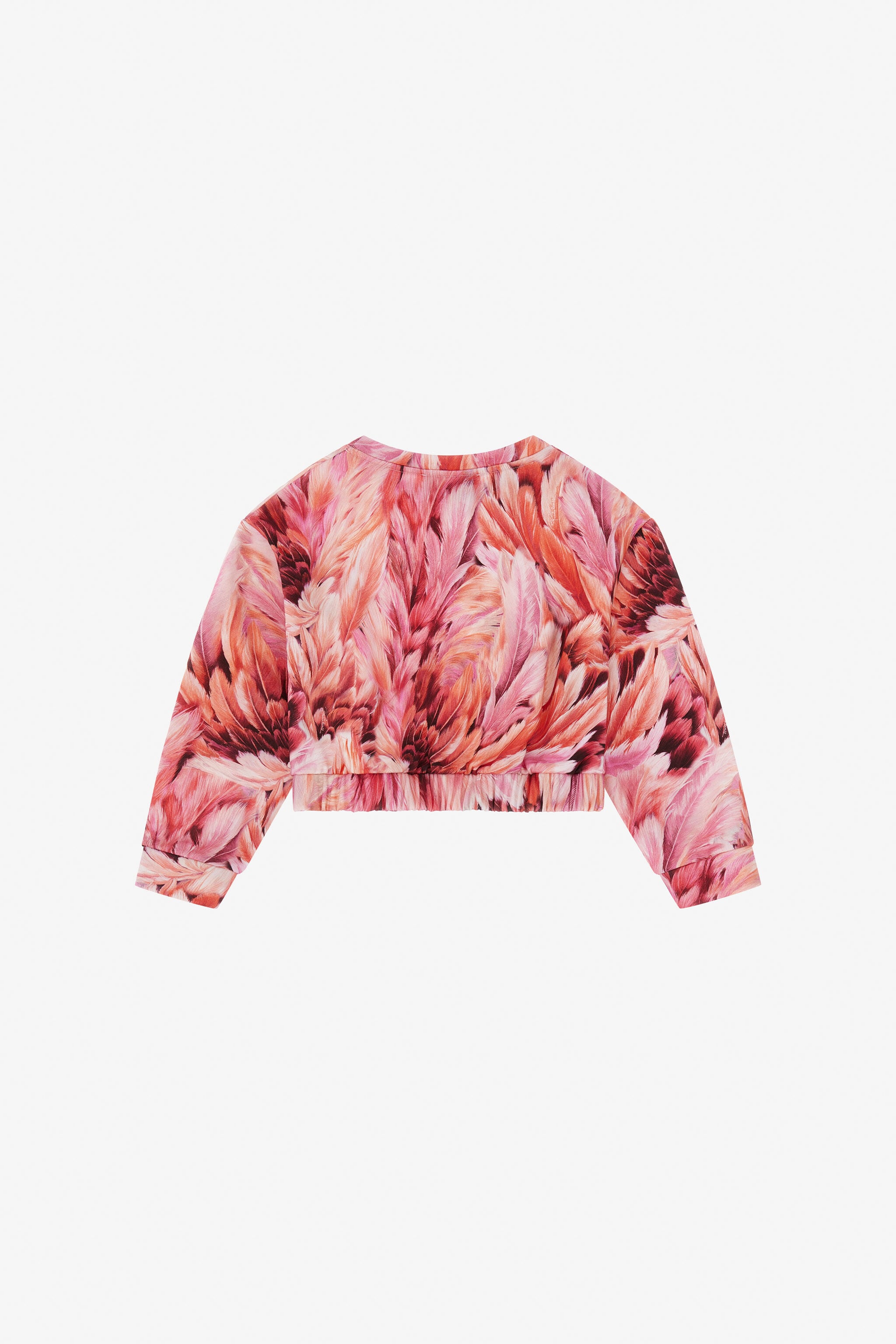 JU Cropped Sweatshirt With Plumage Print JU Cropped Sweatshirt With Plumage Print BABY PINK TJT68P-5ON15