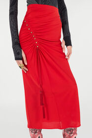 RC Midi Skirt With Ruched Detail RC Midi Skirt With Ruched Detail Red VQT307-JE034