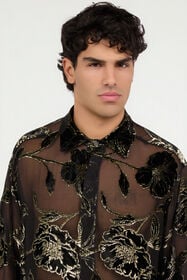 RC Chemise noir et or see-through motif floral BLACK AND GOLD VNT723-FC006