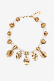 RC Golden Necklace With Pearls And Topaz-Effect Stones ORO/TOPAZIO/BIANCO VWG011-AM081