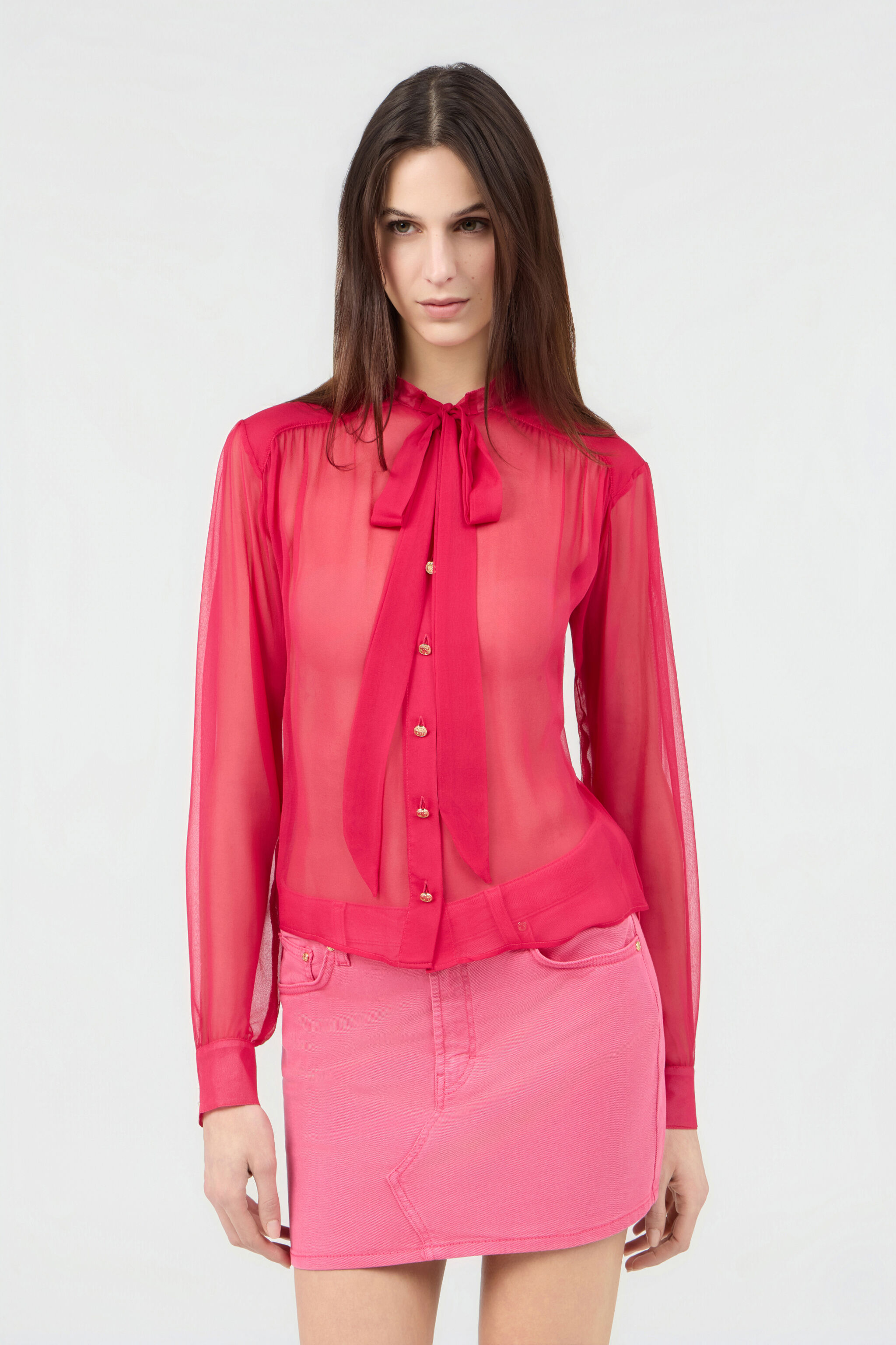 RC Fuchsia Tie-Neck Shirt RC Fuchsia Tie-Neck Shirt CHERRY SOT70Y-SE005