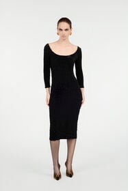 RC Black Sheath Dress With Jaguar Skin Pattern Black VWT162-CJ003