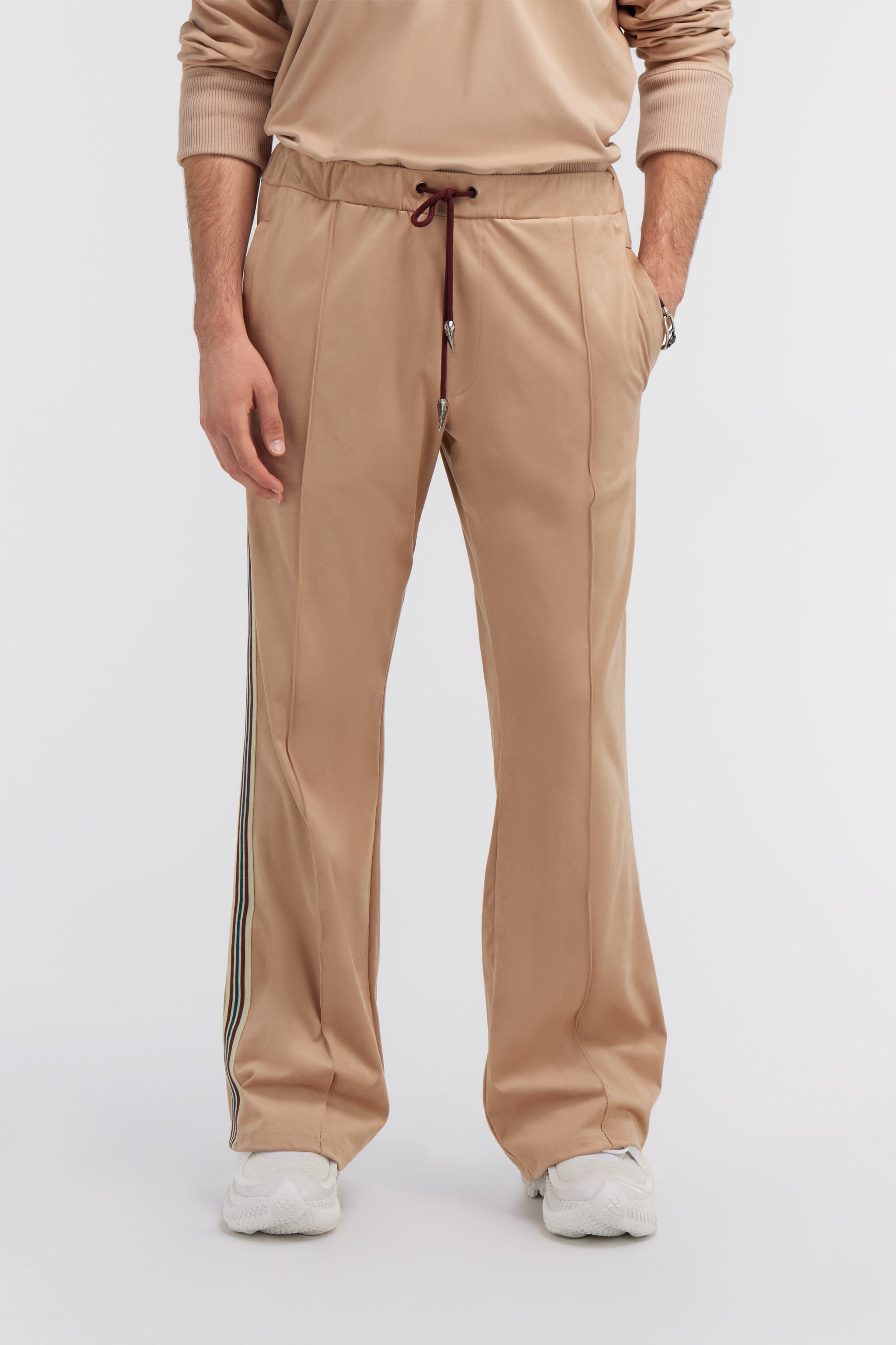 RC Pantalon Évasé Beige à Bandes Latérales Marron clair SRT25F-TO004