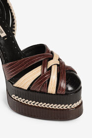 RC Snakeskin-Effect Braided Platform Sandals Braun RWS009-PZV62