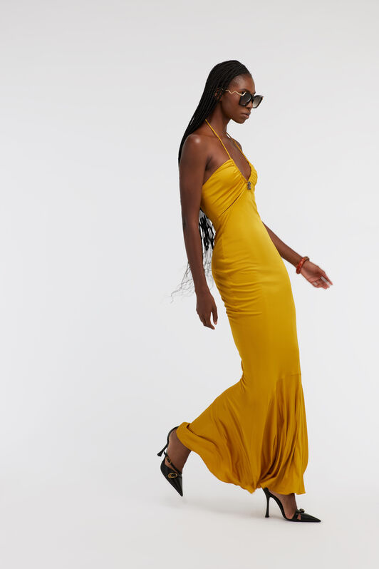 RC Vestido Maxi Amarillo Mostaza Con Flecos RC Vestido Maxi Amarillo Mostaza Con Flecos Amarillo SKT125-JJ036