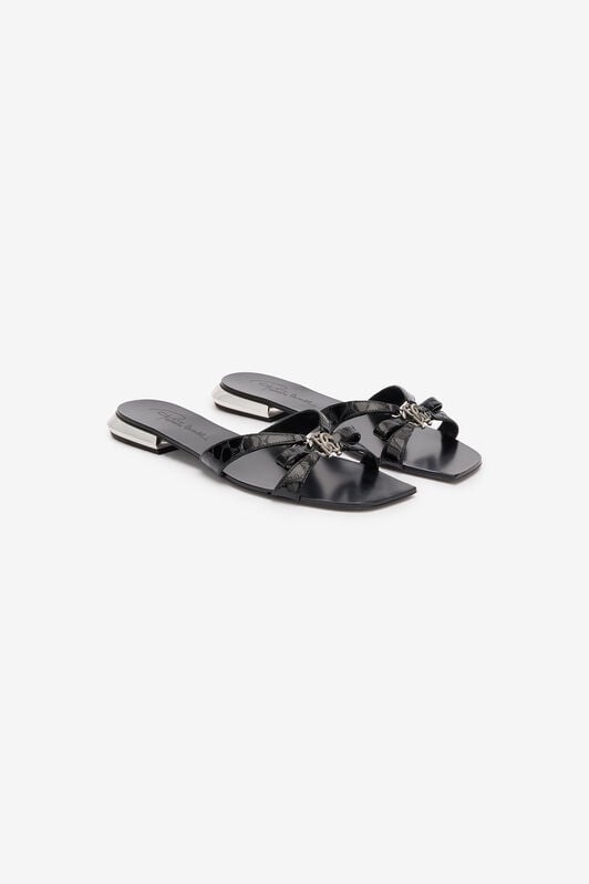 RC Low Sandals With Mirror Snake Monogram RC Low Sandals With Mirror Snake Monogram Black UKS008-PZV97