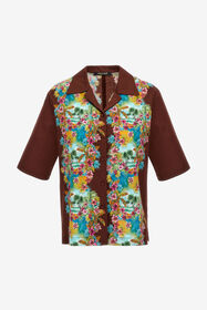 RC Camicia Maniche Corte Stampa Hawaii Marrone scuro/Azzurro SKT703-CDL29