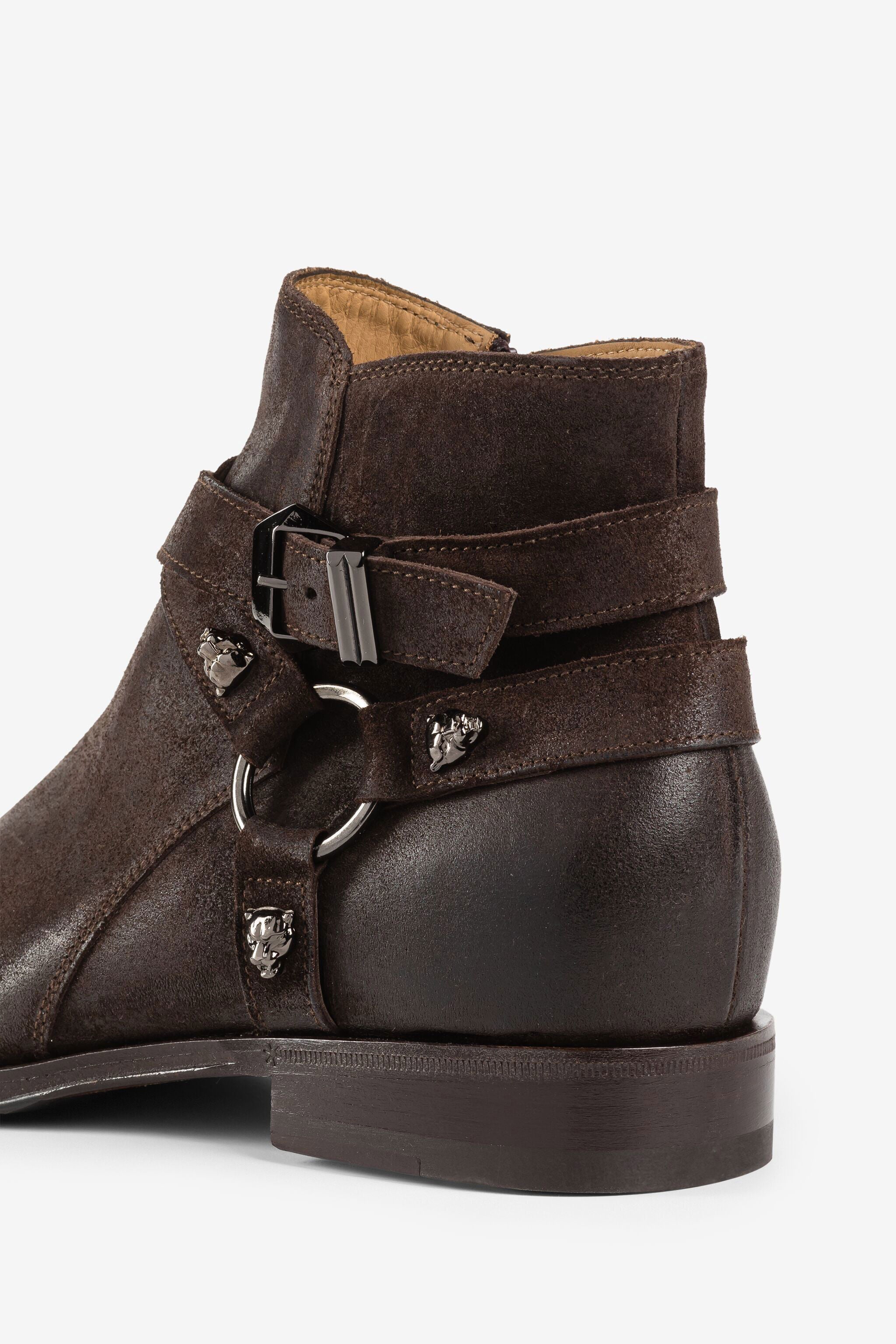 RC Panther Head Leather Ankle Boots RC Panther Head Leather Ankle Boots DARK BROWN PRS002-PZ003