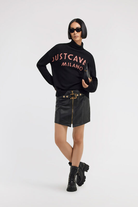 JC Just Cavalli leather skirt Black TFP006-TF135
