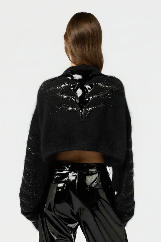 RC Black Cropped Cardigan With Zebra Motif RC Black Cropped Cardigan With Zebra Motif BLACK XWM901-MA005