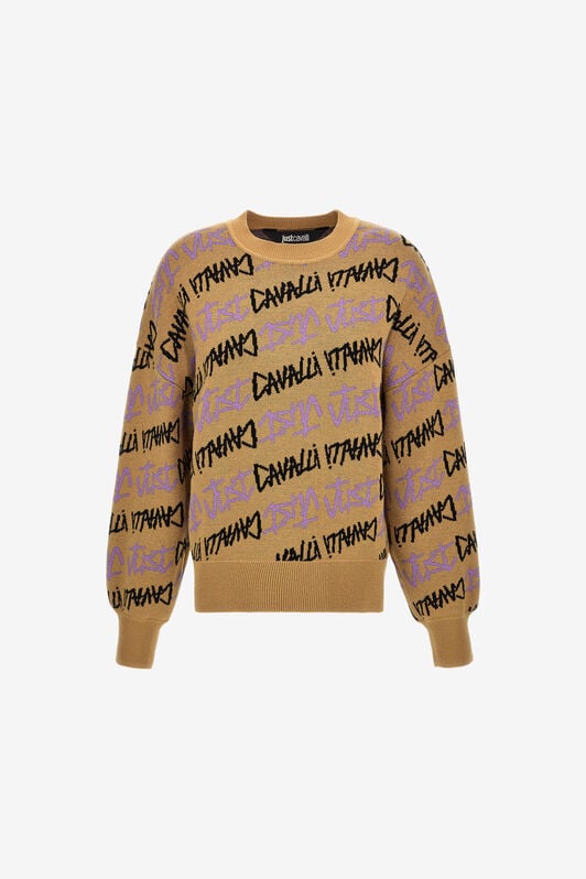JC Just Cavalli Jacquard Pullover JC Just Cavalli Jacquard Pullover Light Brown RKM658-RK352
