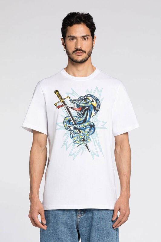 RC Snake-Print Cotton T-Shirt RC Snake-Print Cotton T-Shirt White QRT61B-JD060