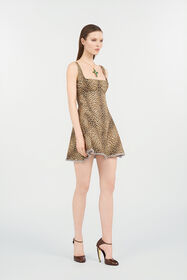 RC Flared Dress with Bbay Jaguar Print and Frayed Edges BROWN WQJ106-DAR31