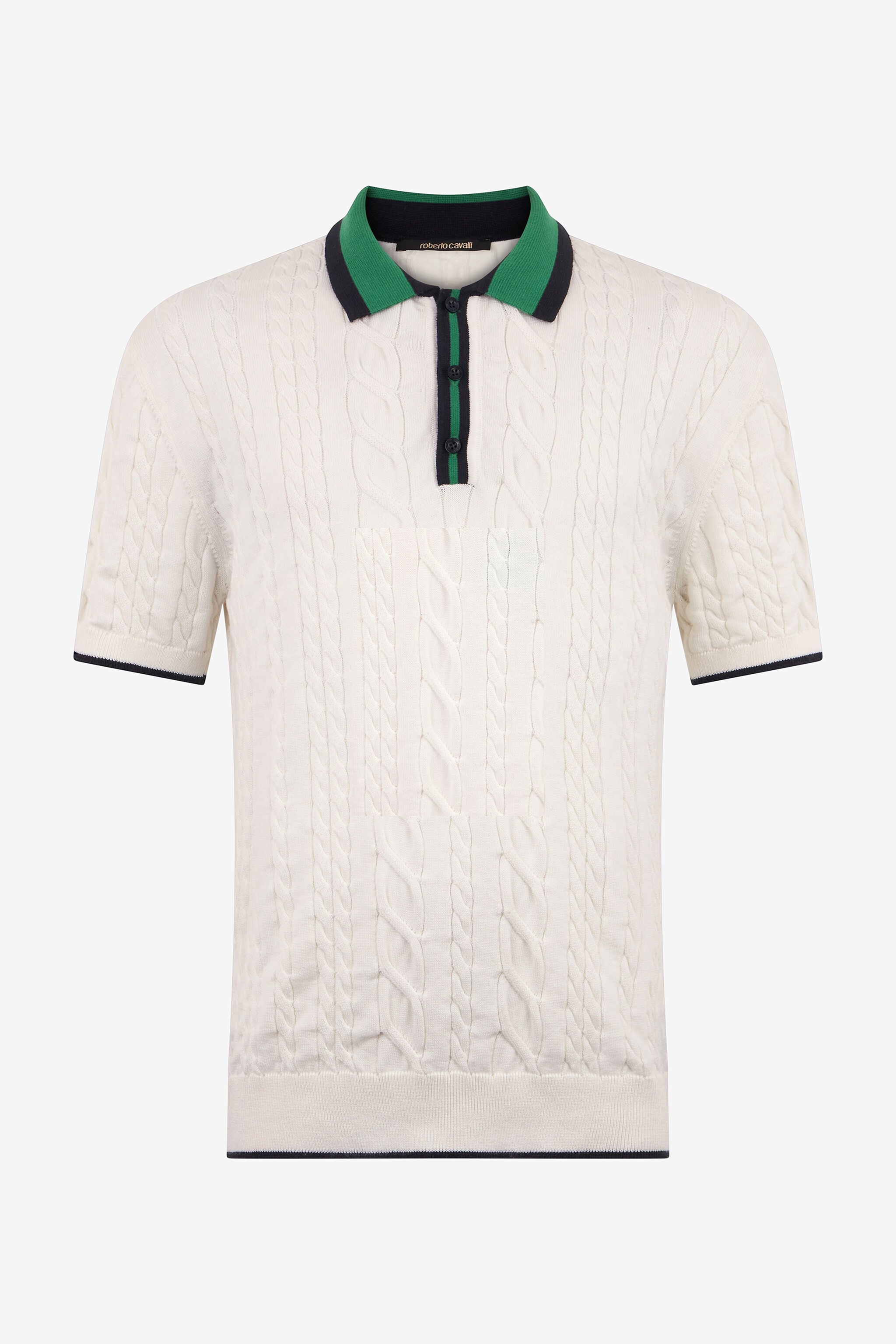 RC White Cable Knit Polo Shirt RC White Cable Knit Polo Shirt WHITE ROM90E-FEC31
