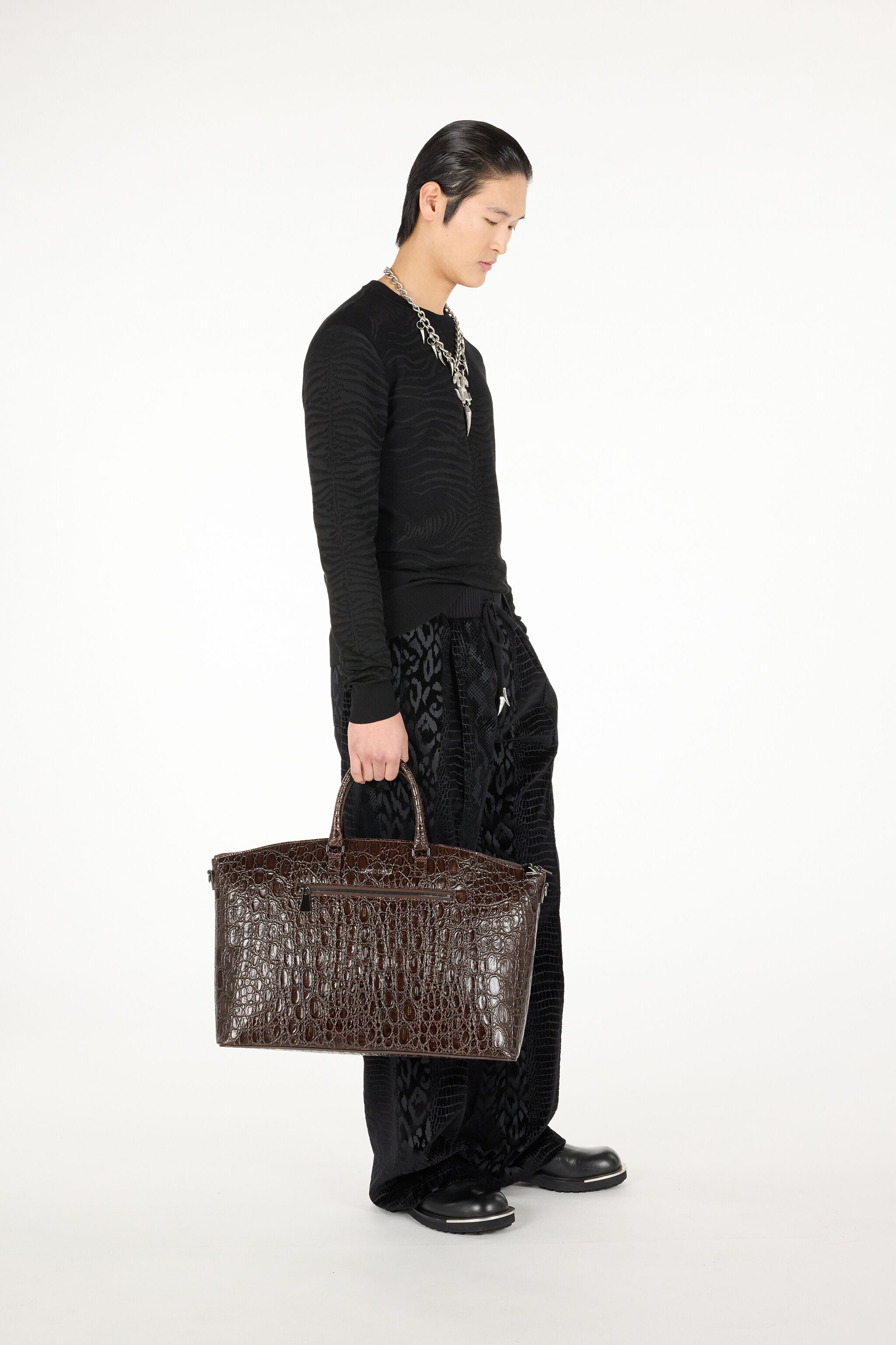 RC Crocodile-Print Bag With Shoulder Strap RC Crocodile-Print Bag With Shoulder Strap Brown URB004-PZU02