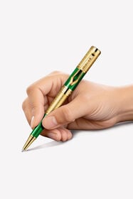 RC Roberto Cavalli Chevron Ballpoint Pen, Gold Color & Green Lacquer  GOLD VALG07-IG269